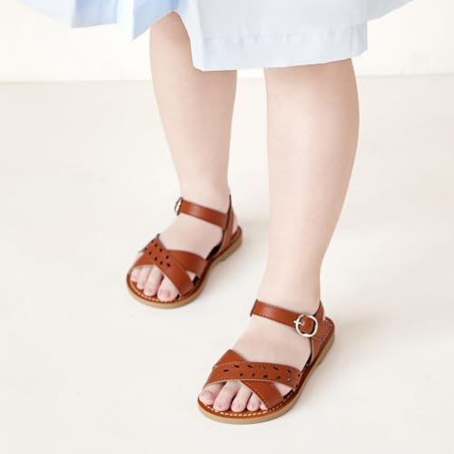 Image of Felix & Flora Toddler Girl Sandals - Little Girl Easter Dress Shoes Lightweight Open Toe Beach Holiday Flats