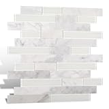 Nicesungdeco 5-Sheet Peel and Stick Mosaic Natural Real Stone Glass Self Adhesive Marble Tiles, 12' x 12' Stick on Backsplash for Kitchen Bathroom Fireplace Vanity, White