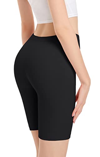 ACHTELEPHS Radlerhose Damen Baumwolle, Blickdicht Kurze Leggings Kurz Leggins Shorts Schwarz