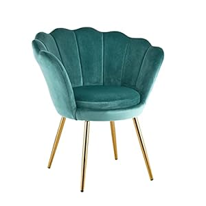 Baroni Home Gepolsterter Sessel mit Muschel-Rückenlehne aus Tiffany-Samt mit goldfarbigen Beinen, Sessel für Wohn- und Schlafzimmer, 69x71x84 cm