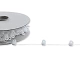 Gleiterkordel "WEIß", Wellengleiterkordel, Gleiterband ***WUNSCHMAß - individuelle Länge wählbar*** mit 360° drehbaren Ösen, Gleiterabstand 8cm, für Gardinenschienen mit 6mm Laufnut/Profilschlitz