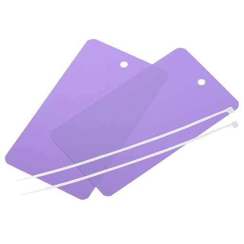 QUARKZMAN 100 Stück Versandanhänger wasserdichte mit Seil, 5 x 9CM PVC Blanko Kunststoffanhänger Rechteckig für Namensetiketten Kleidung Anhänger Geschenkverpackung, Lila