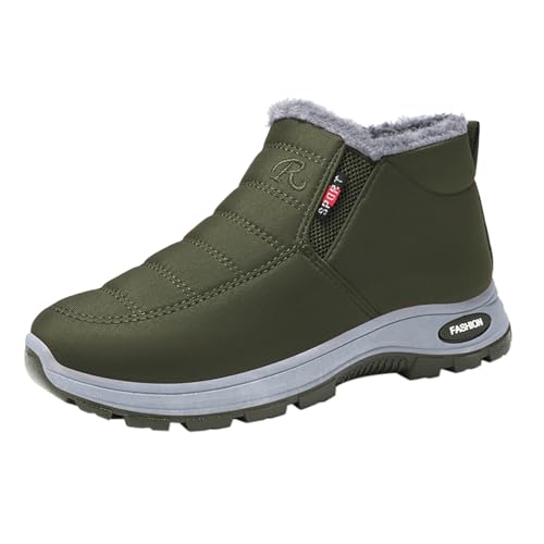 Generisch Botas de nieve para mujer, de un solo color, gruesas, cálidas, cálidas, con forro, botas de senderismo, antideslizantes, impermeables, suela gruesa, para exteriores, Verde militar., 45 EU