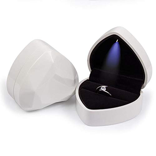 Preisvergleich Produktbild globalqi LED Ring Box, Herzform Schmuck Display Geschenkbox Ohrring Beleuchtung Speicherorganisator Fall für Valentinstag, Vorschlag, Hochzeit, Verlobung, Jubiläum, besondere Anlässe