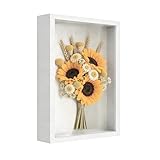 Cornice Portafoto 3D, 30 x 40 cm, Cornice Profonda da Riempire, con Lastra Acrilica Trasparente, Cornici 3D Rettangolare, Cornici in Legno per Foto, Collage, Bouquet, Bianco