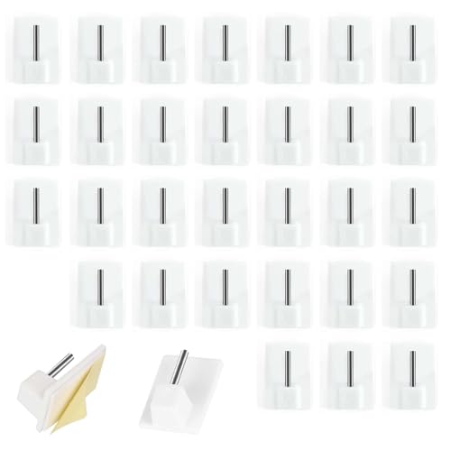Gudemoore 30 Pcs Adhésifs pour Rideau, Support Tringle Sans Perçage en Plastique, Accroche Autocollants pour Cuisine, Bain (Blanc)