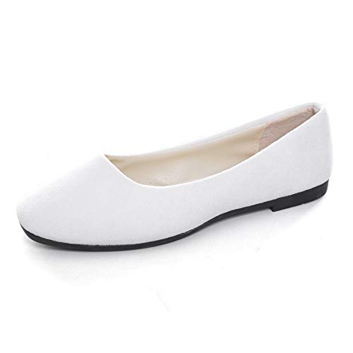 Hee grand Classic Solid Square Toe Ballet Flats for Women Comfort Casual Flats Lightweight Slip on Loafers Suede Dress… - Image 3