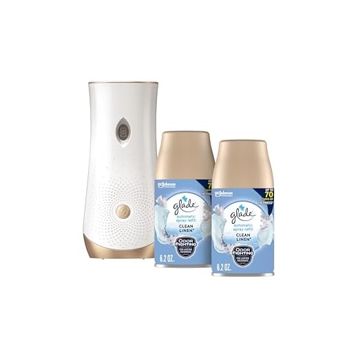 Glade Automatic Spray Refill and Holder Kit, Air Freshener for Home and Bathroom, Clean Linen, 6.2 Oz, 2 Count
