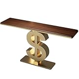 Mesa consola de entrada con parte superior de almacenamiento de pizarra de piedra y base de metal para sala de estar y vestíbulo