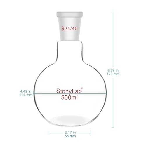 stonylab Soxhlet Extraction Kit, Borosilicate Glass 50/42 Soxhlet Extractor with Graham Condenser and Two 500 ml 24/40 Flat Bottom Flasks for Lab Extraction