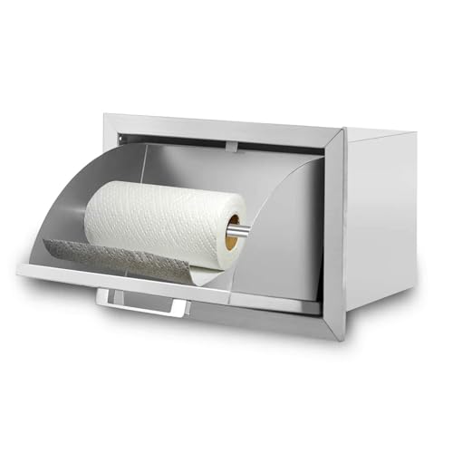 Image of Outdoor Kitchen Paper Towel Holder Drawers,17 inch W x 11.25 inch H x 8.75 inch D Stainless Steel BBQ Drawer Works with Your Grilling or Prep Zones for Easy & Quick Clean up