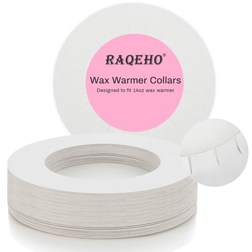 RAQEHO Wax Collars for Wax Pot - 50PCS Disposable Coated Paper Protective Clean Collar for 14oz Wax Warmer...