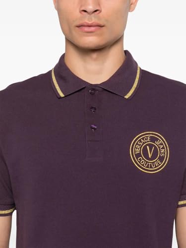 Versace Jeans Couture Plum Mens Slim Fit Polo Shirt with Gold Trim3