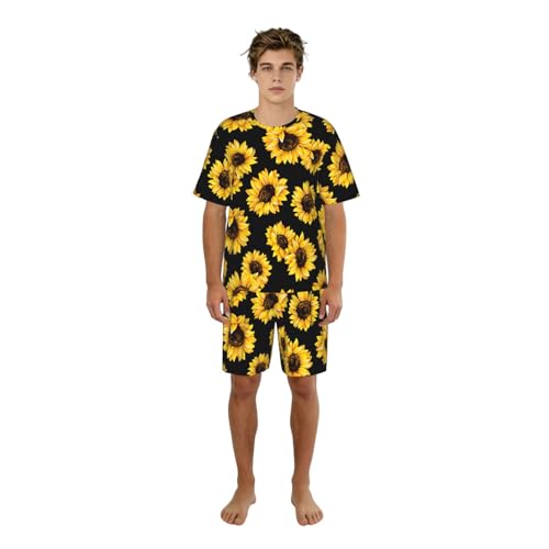 Pyjama d'été léger pour hommes short manches courtes motif rétro