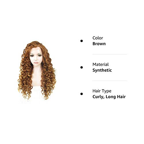 Ebingoo Brown Lace Front Wig For Women Honey Blonde Wig Light Long Curly Brown Synthetic Wig Caramel Hair Wig For Women Girls Daily Wear #TOP6
