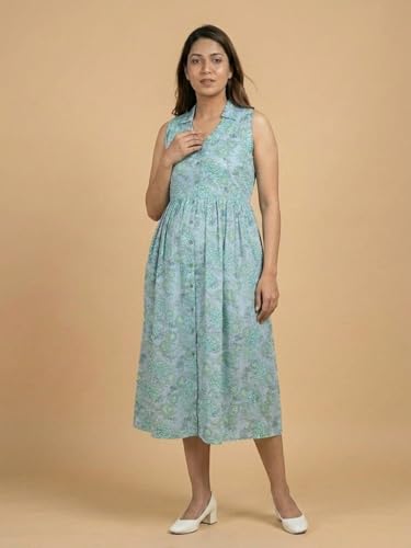 Image of The Mom Store Maternity and Nursing Sleeveless Dress for Women | Casual Dress | Pre and Post Pregnancy Wear | Printed Stylish Dress for New Mom | Trendy Dresses for Women's