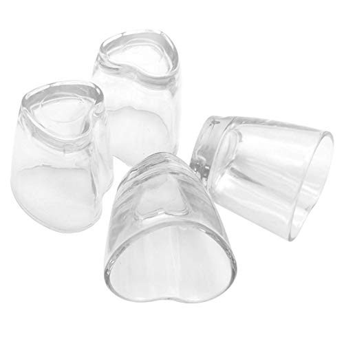 Garasani 4 Pack Korean Soju Shot Glasses Set 1.7 Oz, Korean Soju, Whiskey, Tequila, Vodka, Espressos, Desserts, Party Decorations, Clear Glass (Heart Shot Glasses) #TOP4