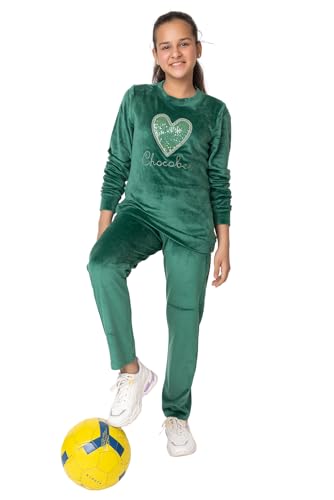 Image of Kids Girls Winter Wear Round Neck Warm Velvet Full Sleeves Regular Fit Night Wear Sports Wear Lounge Wear Track Suit Set