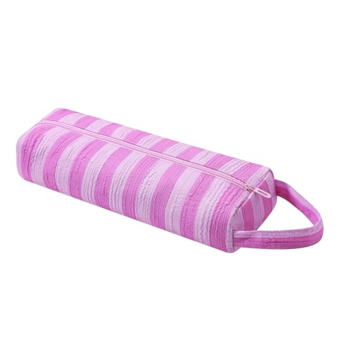 Image of RSRSLEII Striped Hair Tools Travel Bag,Hair Styling Accessories Storage Case for Shark FlexStyle,Dyson Airwrap Hair Dryer,Curling Iron,Straightener,Revlon Hair Tools,Portable&Foldable(15Rose Red&Pink)