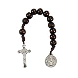 NVOQILIN Rosario de madera con cuentas y cruces de oración para prácticas espirituales y bendiciones individuales, rosario de madera natural, Negro, Talla única