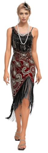 Image of Peacock-inspired 1920s Gatsby Beaded Flapper Sling Dress Womens Vintage Cocktail Dress W /Complete Accessories Set