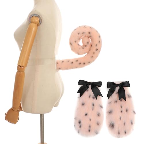 SELVFZ Cola de zorro sintético y orejas de clip para fiesta de Halloween, accesorios de disfraz de zorro para Halloween, adultos, niños y niños