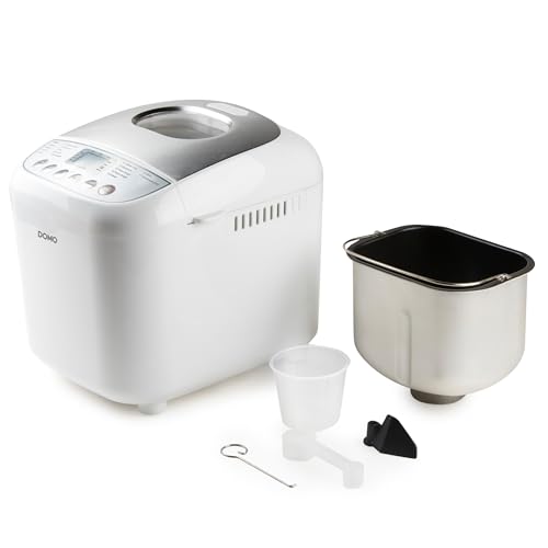 DOMO B3976 Brotbackautomat 500-750-1000gr - 17 Programme - inkl. glutenfreiem Programm mit Timer u. LCD-Display mit Warmhaltefunktion, Weiß/Silber – Bild 3