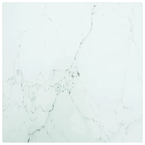 homiuse Tablero de mesa blanco 30 x 30 cm 6 mm vidrio templado en aspecto de mármol cuadrado de escritorio de vidrio templado de repuesto para mesa de comedor, mesa de café, mesa de jardín, duradera,