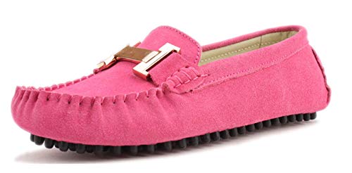 Mocassins décontractés en daim pour femme avec rayures métalliques chic