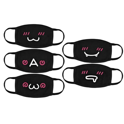 Mascarillas para la boca, 5 piezas, mascarillas faciales con personajes de dibujos animados lindos, reutilizable, antipolvo, con divertido patrón, lavable, para actividades al aire libre