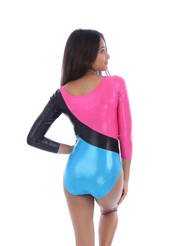 Image of IKAANYA Girls or Women Full Sleeves Rhinestones Leotard - Ideal for Gymnastics, Dance, Yoga, Acrobatics or Performance (Toddlers, Kids, Adults)