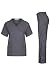 MedPro Women's Solid Medical Scrub Set Mock Wrap Top and Cargo Pants Gray L (GT-755)