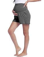 Joyaria Kurze Hose für Schwangere Damen Shorts Umstandshose Schlafhose Jersey Hose(Dunkelgrau,XL)