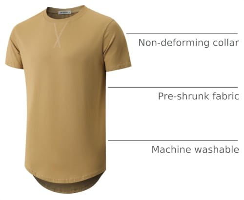 Image of KLIEGOU Men's 100% Cotton Longline T-Shirt, Pre-Shrunk Soft
