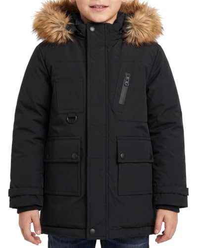 Image of JiAmy Boys Winter Parka Coat Windproof and Warm for 7-8 Years