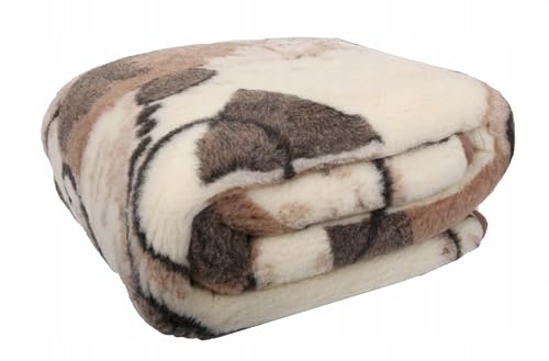 Wool & Home Merino Wolldecke 140x200 cm – Kuscheldecke aus 100% Merinowolle, Rahmen-Ornamentmuster – Gewicht 500 g/m² – Atmungsaktiv und Langlebig