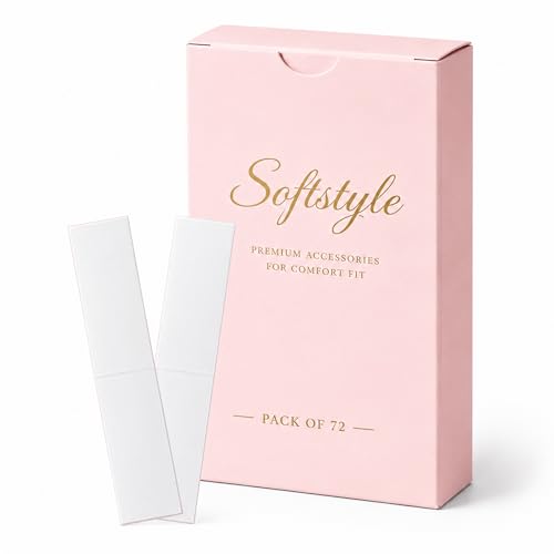 Image of SOFTSTYLE Double Sided fashion tape for women | Body tape to stick clothes & Dress Support | Transparent cloth tape for Neckline, Saree, Blouse & Clothing Fit (Transparent - Pack of 72)