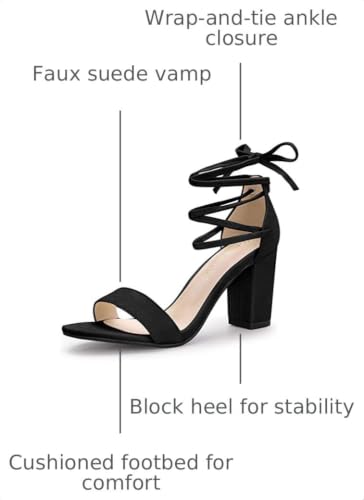 Allegra K Allegra K Women Chunky Strappy Lace Up Heels Open Toe Sandal