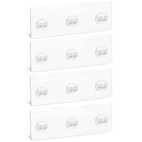 Qiic 4 PCS Shower Caddy Adhesive Replacement Hook, No Drilling Transparent Heavy Stick Hook for Shower Caddy, Bathroom Storage Shelves and Kitchen Racks, Size: 10.2 * 2.7in