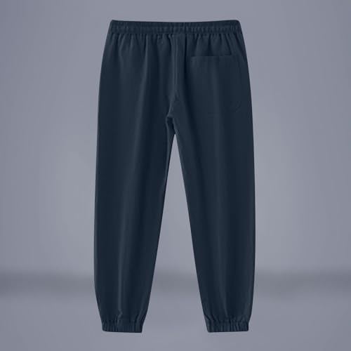 Drawstring Pants for Men Elastic Waist Jogger Pants Casual Pockets Solid Straight Trousers Breathable Trousers4