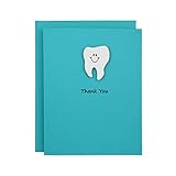 Handmade Tooth Thank You Card with Matching Envelope – Single Teal Blank Dentist Greeting Card - Perfect Graduation Gift for Dentist - Nursing - Medical Assistant Gifts