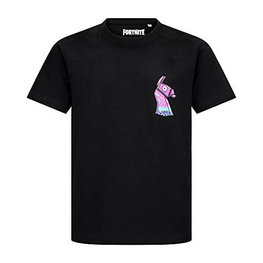 FORTNITE T-shirt noir pour enfants | T-shirt de jeu sous licence Llama Logo, Noir , 12