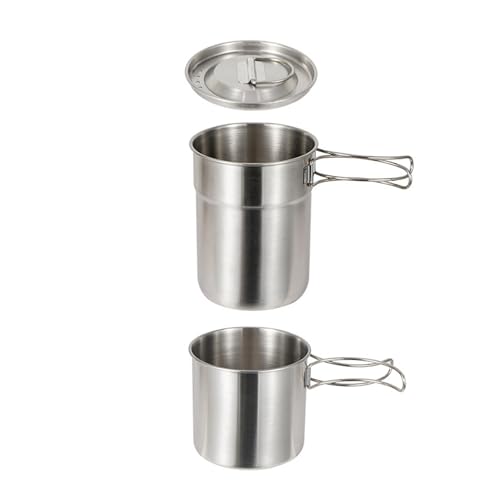 Kangnice Stainless Steels Coffee Mug Folding Handle Coffee Cup Outdoor Camping Portable Cookware Pots For Hiking Backpacking