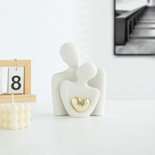 Ceramic Couple Statue - Modern Shelf Decor Knick Knacks for Shelves, Valentine's Day Wedding Gifts, Home Decor for Living Room, Bedroom, Bookshelf & TV Stand (L) - Image 5