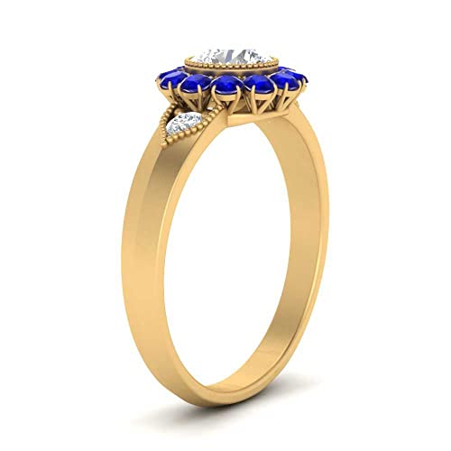 Image of Choose Your Gemstone Victorian Round Antique Engagement Ring Yellow Gold Plated Round Shape Vintage Engagement Rings Minimal Modern Design Birthday Gift Wedding Gift US Size 4 to 12