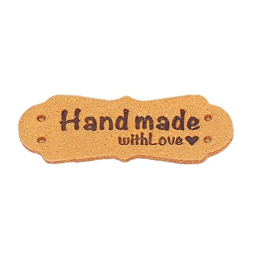 Lerpwige Lot de 50 étiquettes « Handmade with Love » - Accessoires de décoration pour la maison - Pour enfants et filles - Accessoires de bricolage - Étiquette faite à la main