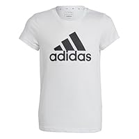 adidas Sportswear Essentials Big Logo Girls' Cotton T-Shirt, White/Black, 11-12 Years