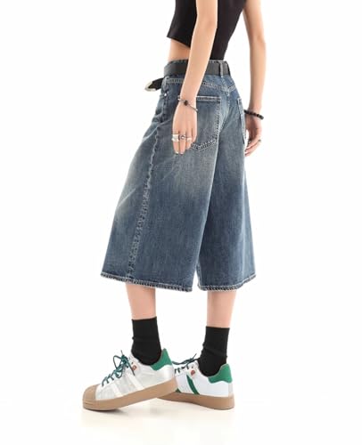 Cropped Jeans for Women Men High Waist Wide Leg Baggy Jorts Y2K Casual Denim Capris Pants Grunge Summer Clothes.4