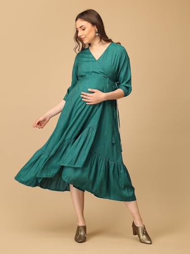 Image of The Mom Store Maternity and Nursing Wrap Dress for New Mom | Pre and Post Pregnancy Wear for Womens | Trendy Stylish Printed Friendly Dresses for Women | Comfortable