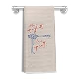 EKGJW Funny Italian Kitchen Towels-Spaghetti Tea & Hand Towels for Kitchen & Bathroom Decor,More Spaghetti Less Upsetti Italian Dish Towels for Kithen,16x24 Inch